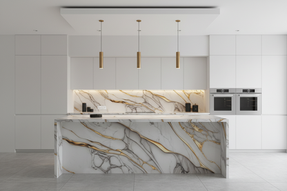 Panneau Mural UV en PVC effet marbre, Griffe d'or , 4x8 pied 3mm - Panore