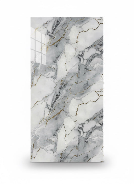 Panneau Mural UV en PVC effet marbre, Gris d'orage d'or , 4x8 pied 3mm - Panore