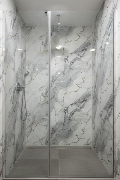 Panneau Mural UV en PVC effet marbre, Gris d'orage d'or , 4x8 pied 3mm - Panore