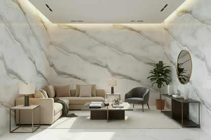 Panneau Mural UV en PVC effet marbre, Gris ligne dorée, 4x8 pied 3mm | Panore - Panore