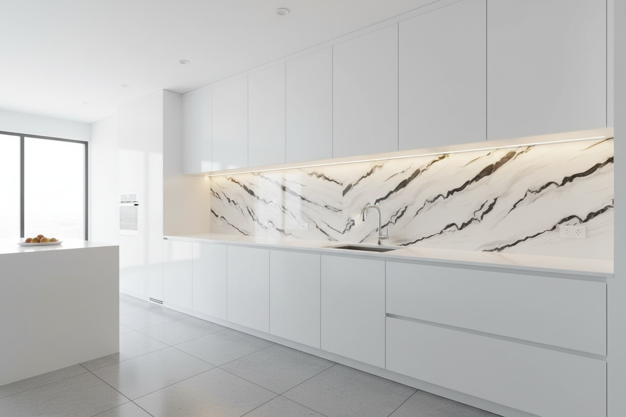 Panneau Mural UV en PVC effet marbre, Gris vague noir, 4x8 pied 3mm | Panore