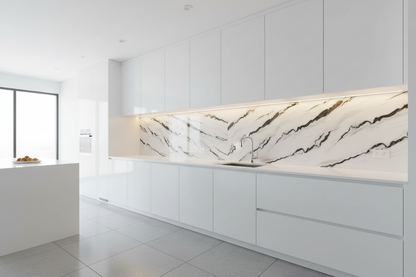 Panneau Mural UV en PVC effet marbre, Gris vague noir, 4x8 pied 3mm | Panore