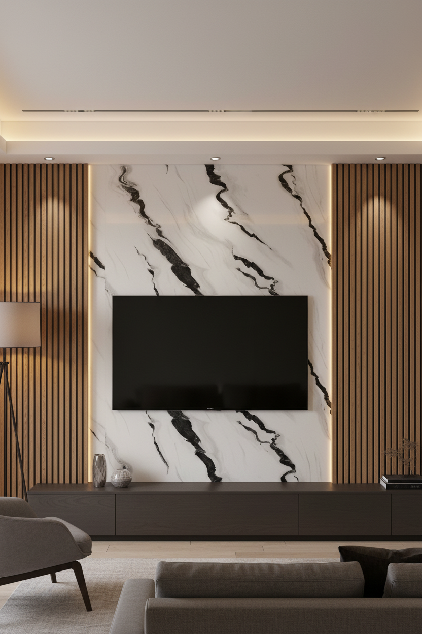 Panneau Mural UV en PVC effet marbre, Gris vague noir, 4x8 pied 3mm | Panore
