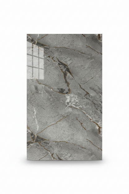 Panneau Mural UV en PVC effet marbre, Gris veine d'or , 4x8 pied 3mm - Panore