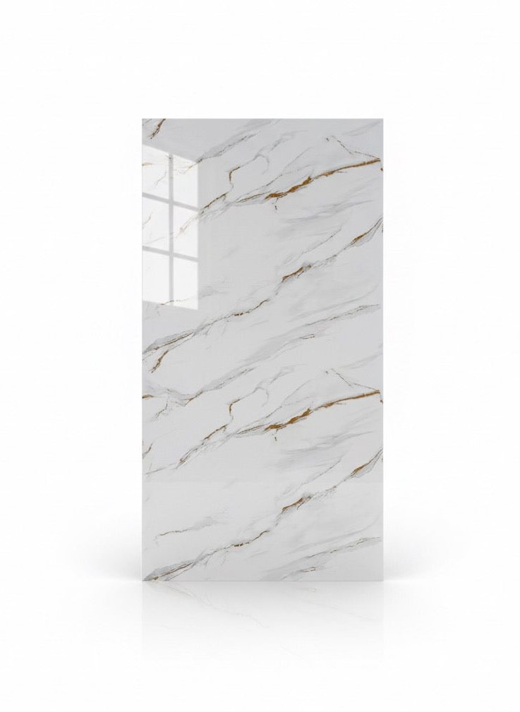 Panneau Mural UV en PVC effet marbre, Ivoire doré , 4x8 pied 3mm | Panore - Panore