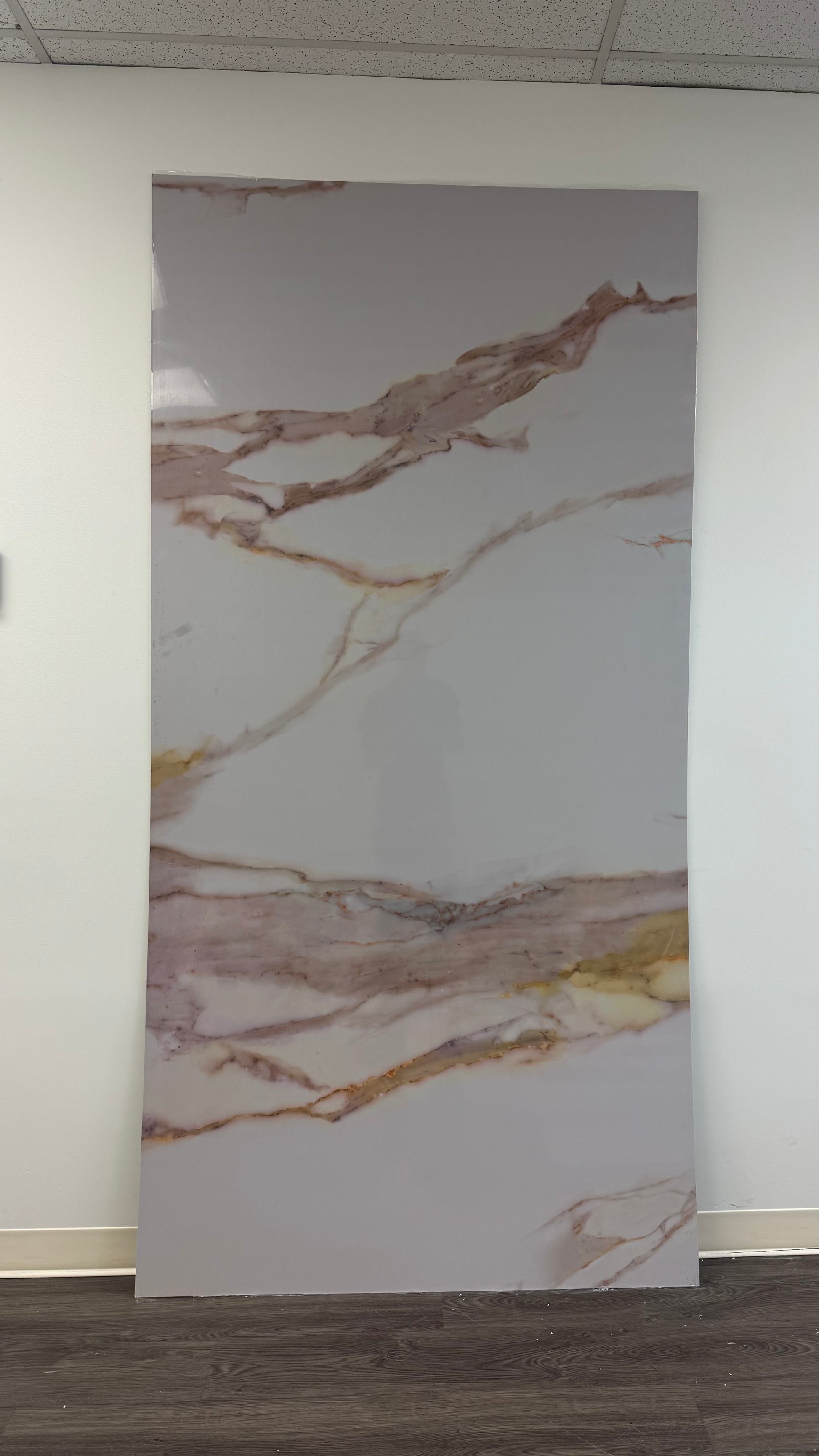Panneau Mural UV en PVC effet marbre, Mauve Bronzé , 4x8 pied 3mm - Panore