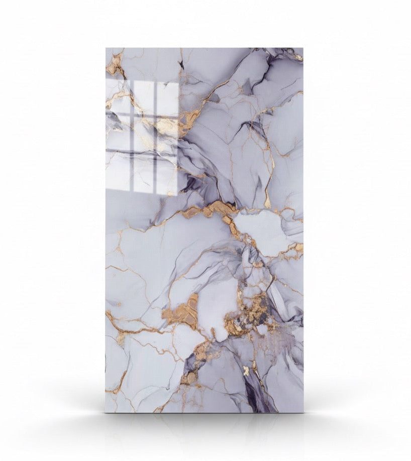 Panneau Mural UV en PVC effet marbre, Mauve doré , 4x8 pied 3mm - Panore 