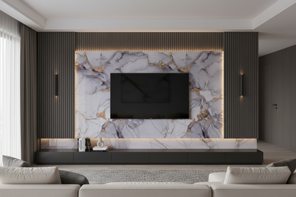 Panneau Mural UV en PVC effet marbre, Mauve doré , 4x8 pied 3mm