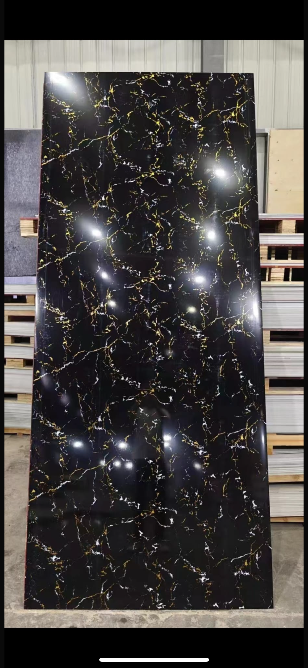 Panneau Mural UV en PVC effet marbre, Noir brillant d'or blanc, 4x8 pied 3mm - Panore