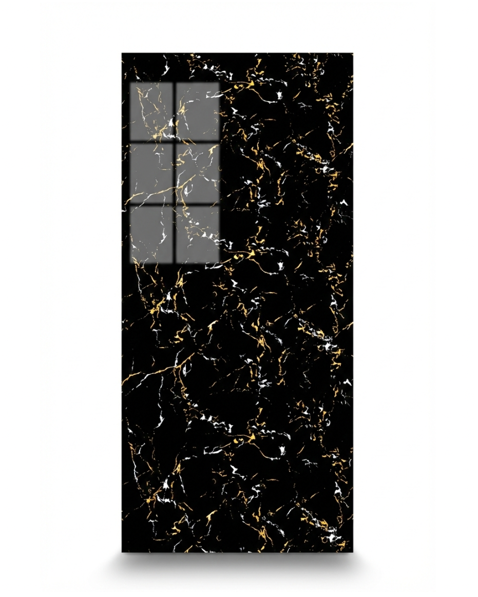 Panneau Mural UV en PVC effet marbre, Noir brillant d'or blanc, 4x8 pied 3mm - Panore
