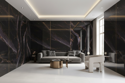 Panneau Mural UV en PVC effet marbre, Noir galactique, 4x8 pied 3mm | Panore - Panore