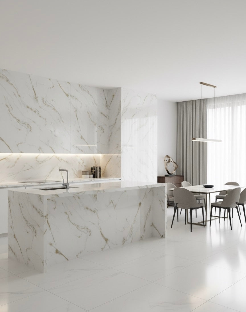 Panneau Mural UV en PVC effet marbre, Nuage d'or , 4x8 pied 3mm | Panore - Panore