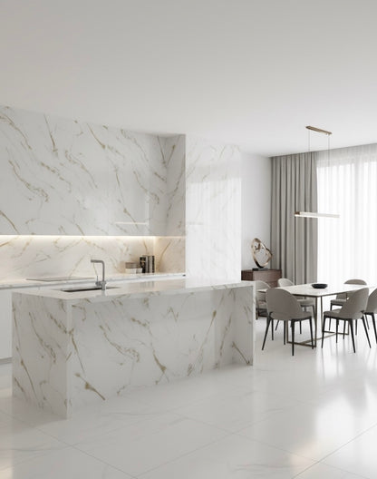 Panneau Mural UV en PVC effet marbre, Nuage d'or , 4x8 pied 3mm | Panore - Panore