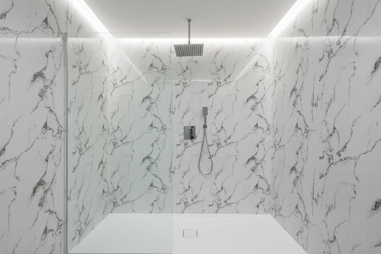 Panneau Mural UV en PVC effet marbre, Nuance de gris , 4x8 pied 3mm | Panore - Panore