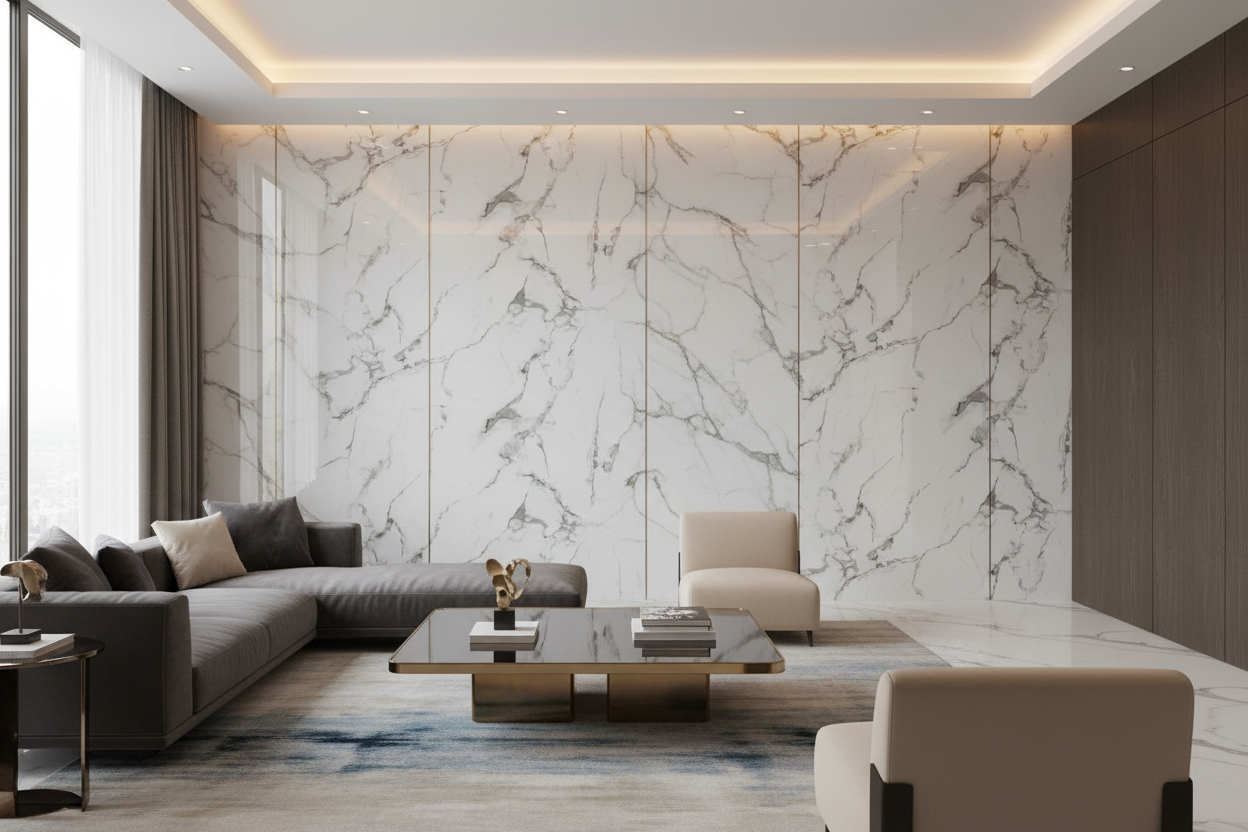 Panneau Mural UV en PVC effet marbre, Nuance de gris , 4x8 pied 3mm | Panore - Panore