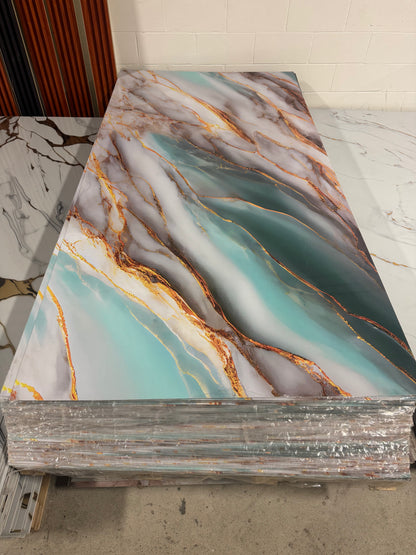 Panneau Mural UV en PVC effet marbre, Ocean d'or , 4x8 pied 3mm - Panore
