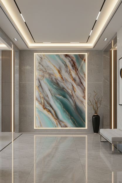 Panneau Mural UV en PVC effet marbre, Ocean d'or , 4x8 pied 3mm - Panore