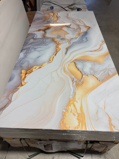 Panneau Mural UV en PVC effet marbre, Or aquatique , 4x8 pied 3mm - Panore