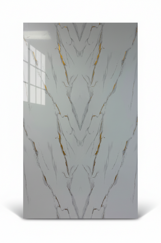 Panneau Mural UV en PVC effet marbre, Or blanc , 4x8 pied 3mm | Panore - Panore