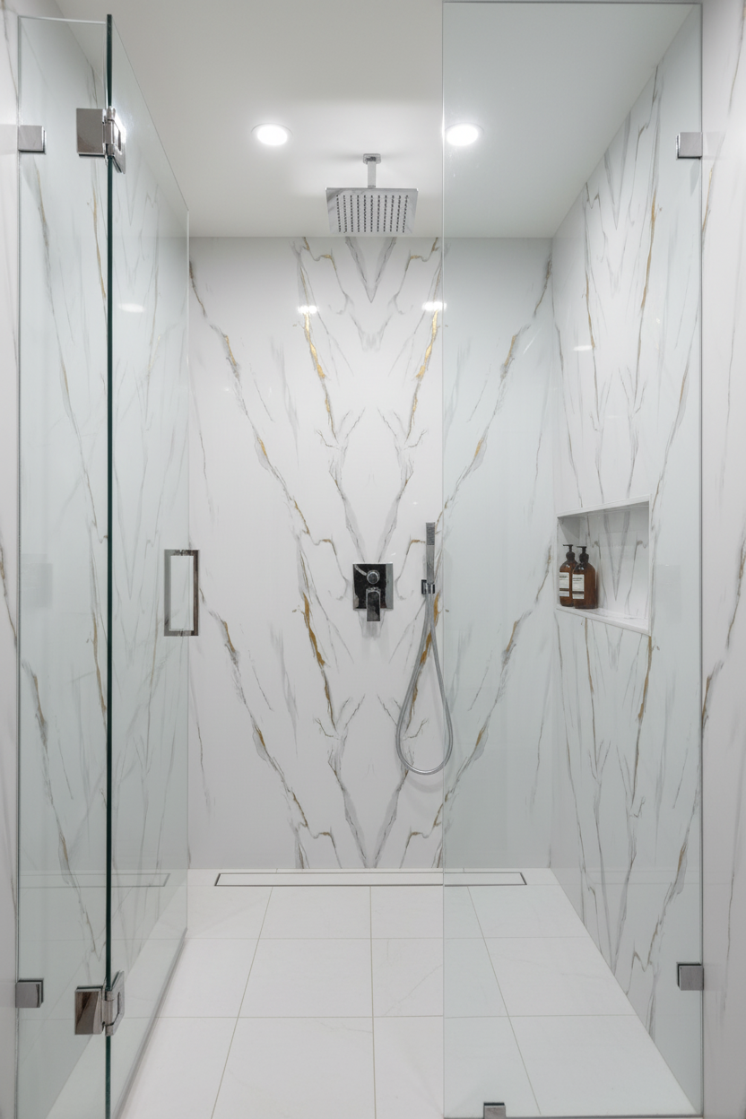 Panneau Mural UV en PVC effet marbre, Or blanc , 4x8 pied 3mm | Panore - Panore