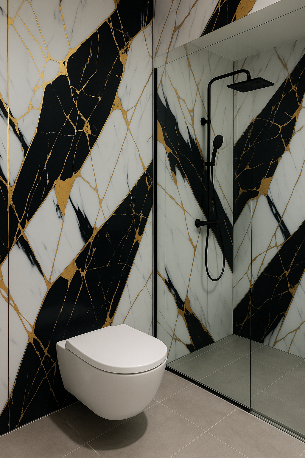 Panneau Mural UV en PVC effet marbre, Or noir , 4x8 pied 3mm - Panore