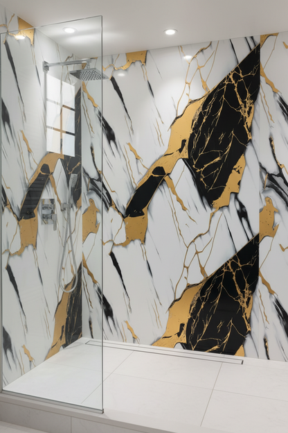 Panneau Mural UV en PVC effet marbre, Or noir , 4x8 pied 3mm | Panore - Panore