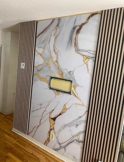 Panneau Mural UV en PVC effet marbre, Toile doré , 4x8 pied 3mm | Panore - Panore