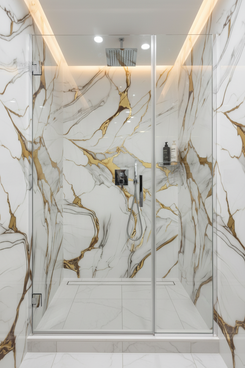 Panneau Mural UV en PVC effet marbre, Toile doré , 4x8 pied 3mm | Panore - Panore