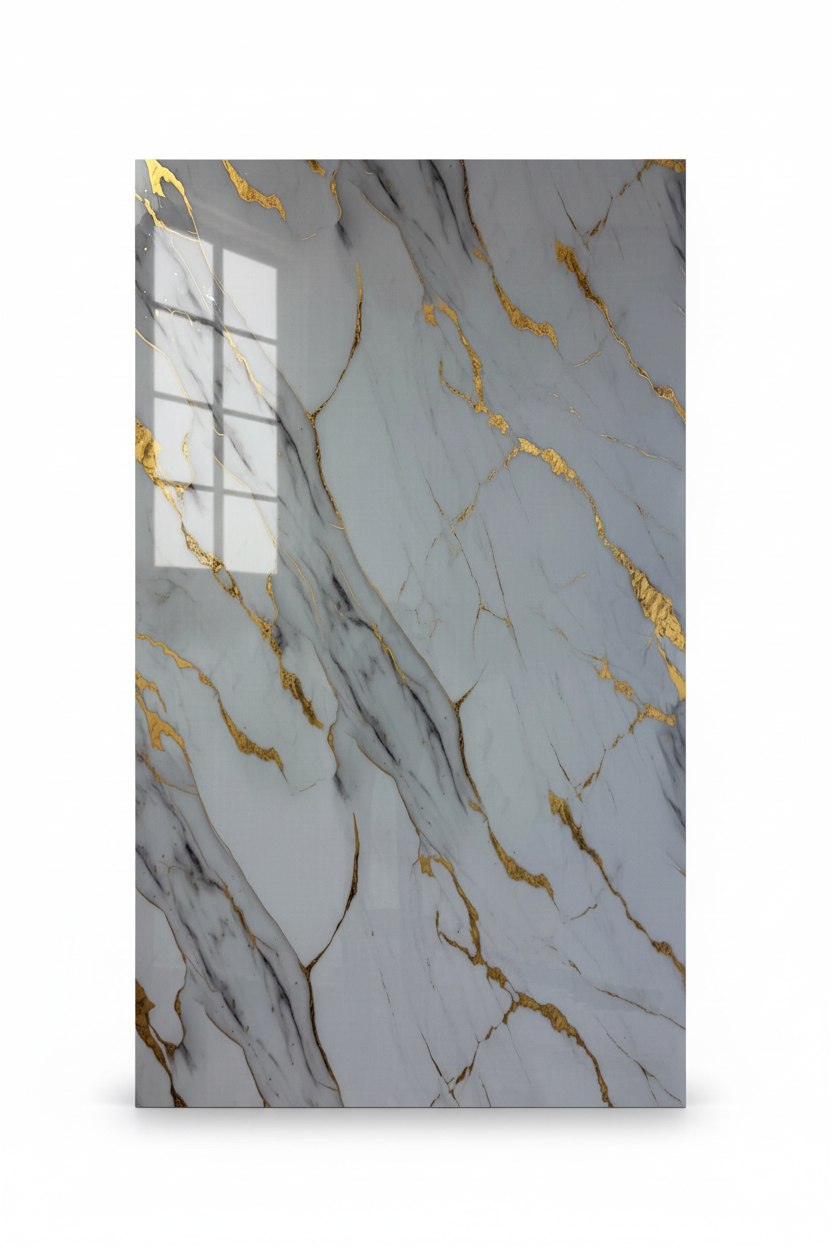 Panneau Mural UV en PVC effet marbre, Veine Doré , 4x8 pied 3mm | Panore - Panore