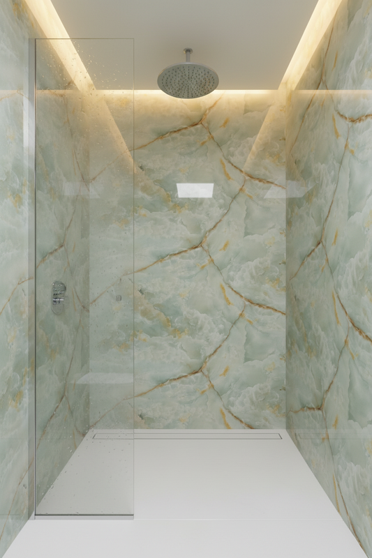 Panneau Mural UV en PVC effet marbre, Vert végétale , 4x8 pied 3mm | Panore