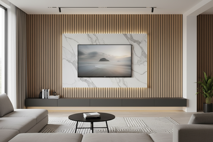 Panneau acoustique en latte de bois Brun, 2x8 pied - Panore