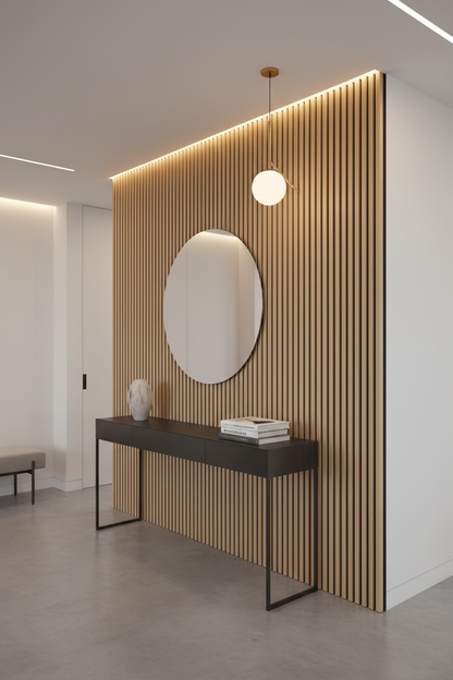 Panneau acoustique en latte de bois Chêne Blanc, 2x8 pied - Panore