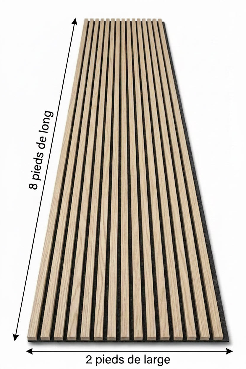 Panneau acoustique en latte de bois Chêne Blanc, 2x8 pied - Panore