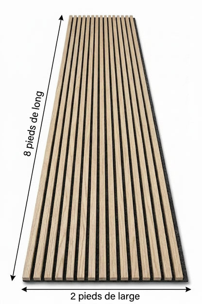Panneau acoustique en latte de bois Chêne Blanc, 2x8 pied - Panore