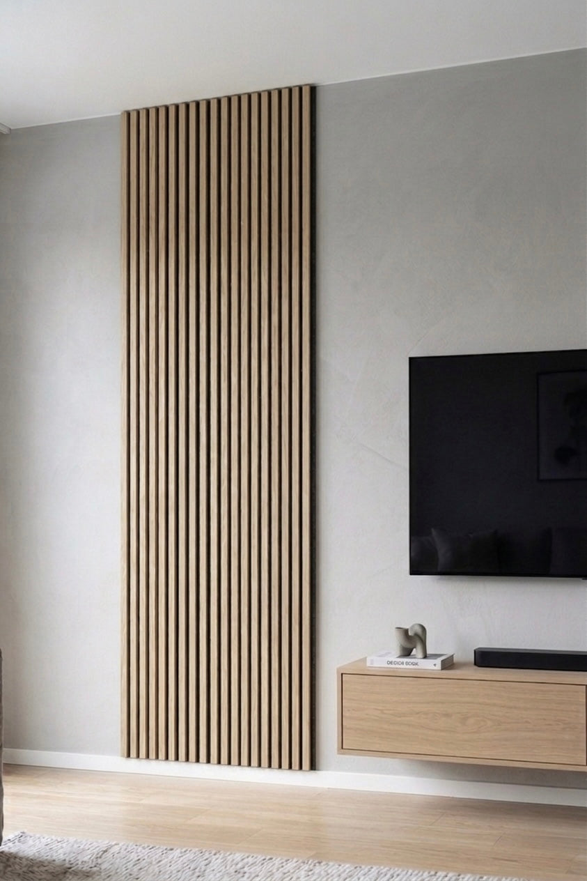 Panneau acoustique en latte de bois Chêne Blanc, 2x8 pied - Panore