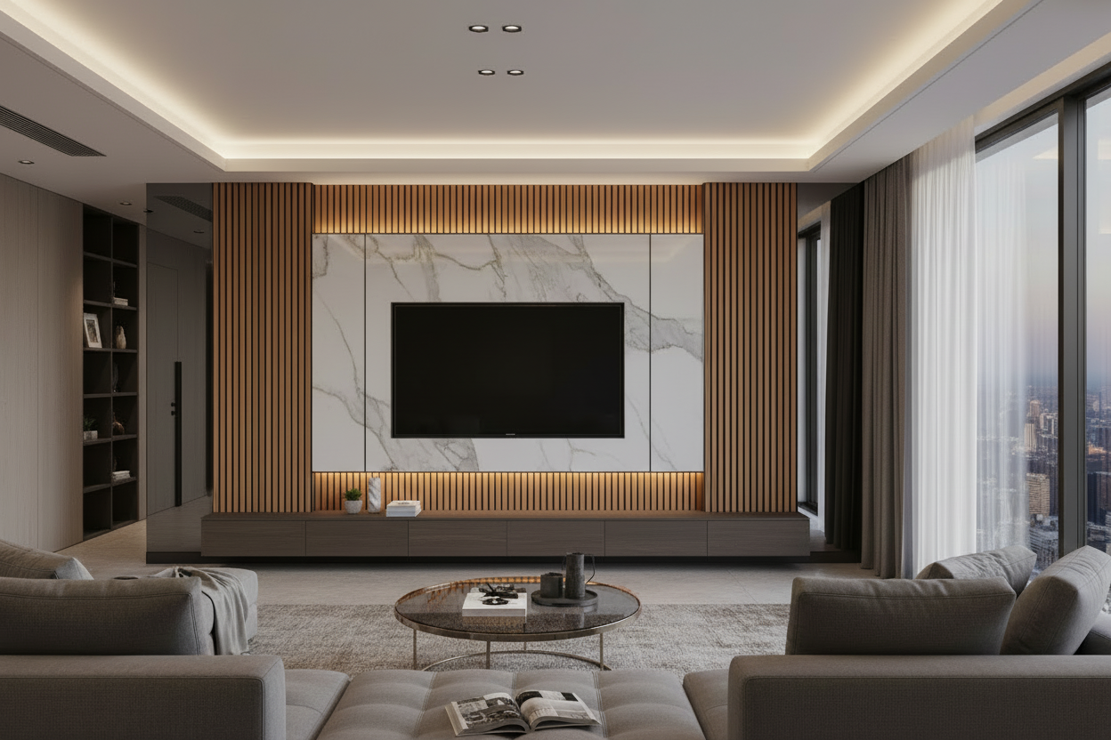 Panneau acoustique en latte de bois Marron, 2x8 pied - Panore