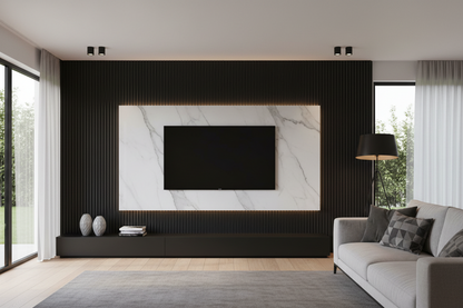 Panneau acoustique en latte de bois Noir, 2x8 pied - Panore