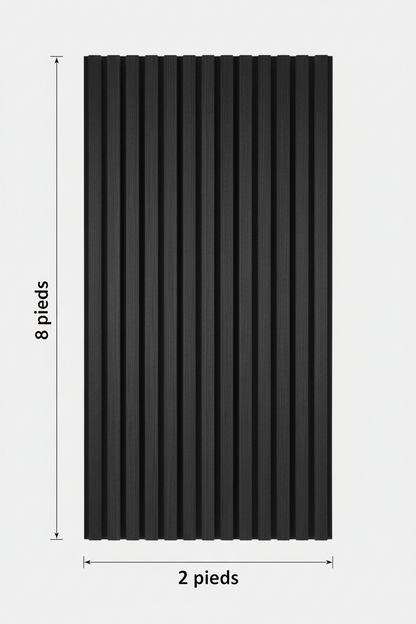 Panneau acoustique en latte de bois Noir, 2x8 pied - Panore