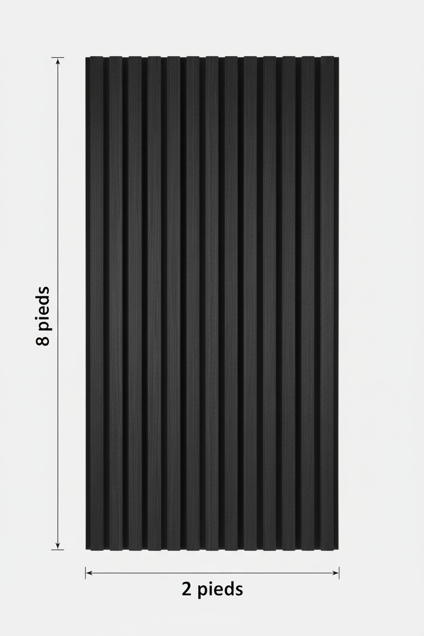 Panneau acoustique en latte de bois Noir, 2x8 pied - Panore