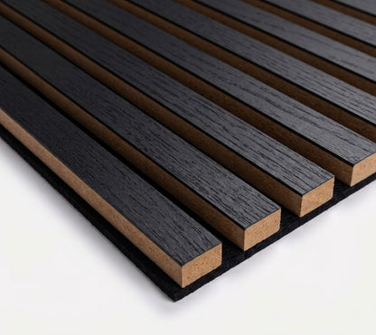 Panneau acoustique en latte de bois Noir, 2x8 pied - Panore