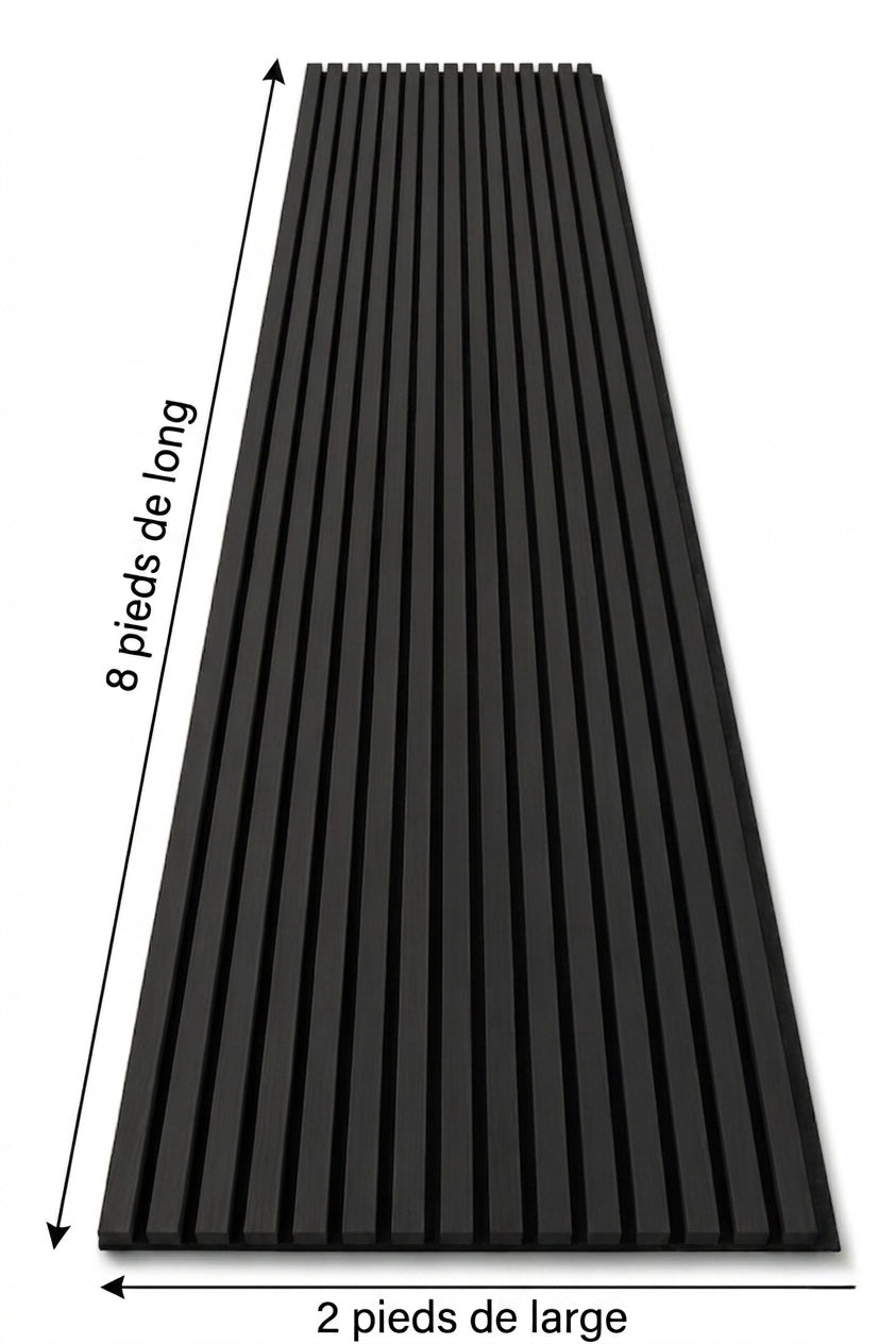 Panneau acoustique en latte de bois Noir, 2x8 pied - Panore