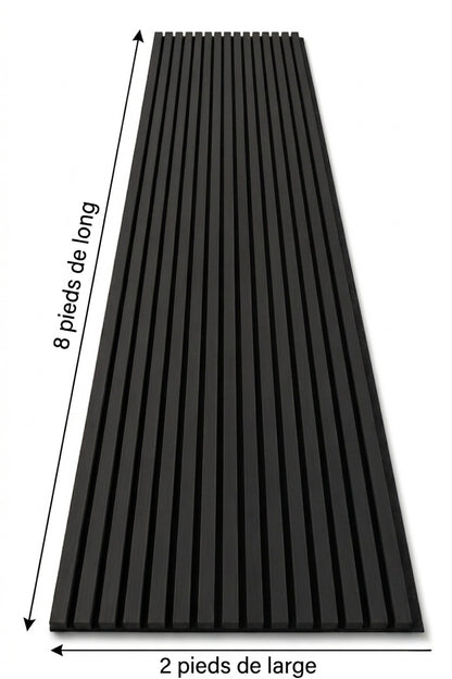 Panneau acoustique en latte de bois Noir, 2x8 pied - Panore