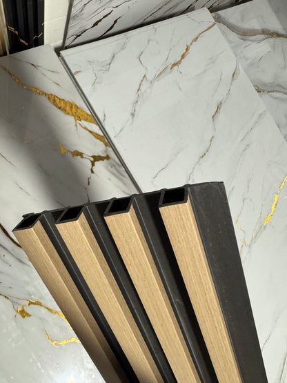 Panneau en WPC, Brun clair et noir, 0,5 x 9,5 pied x 24 mm - Panore