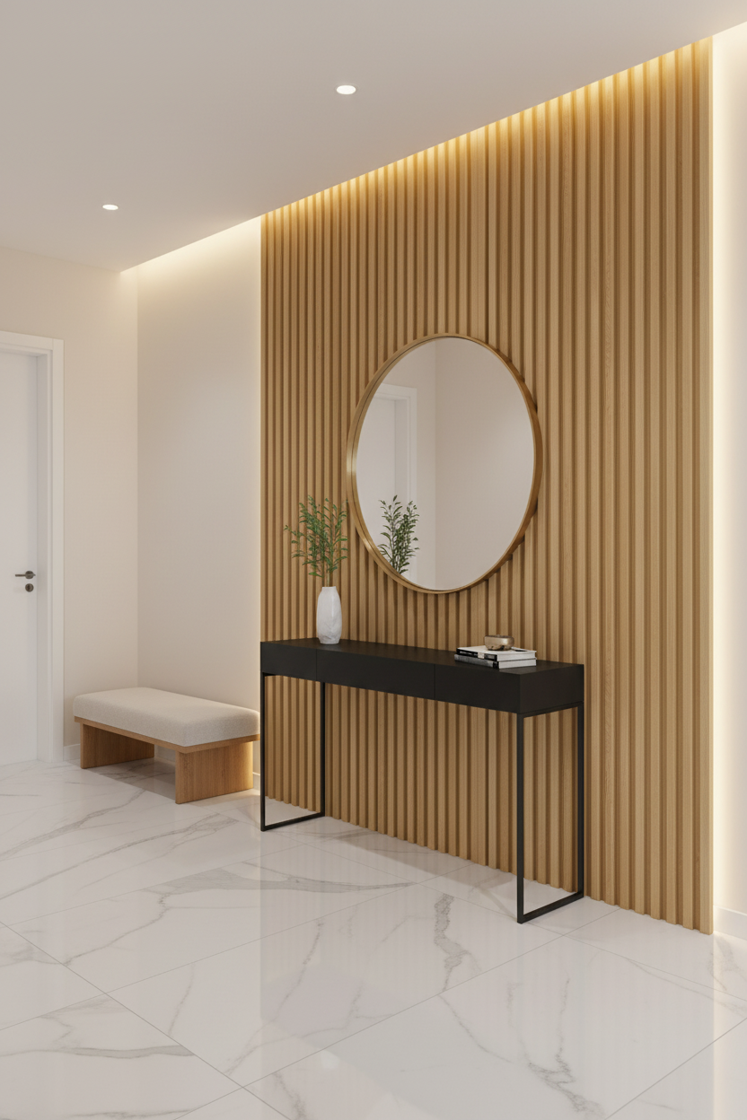 Panneaux cannelés en WPC, Beige, 0,5 x 9,5 pied x 24 mm (10 panneaux/boite) - Panore