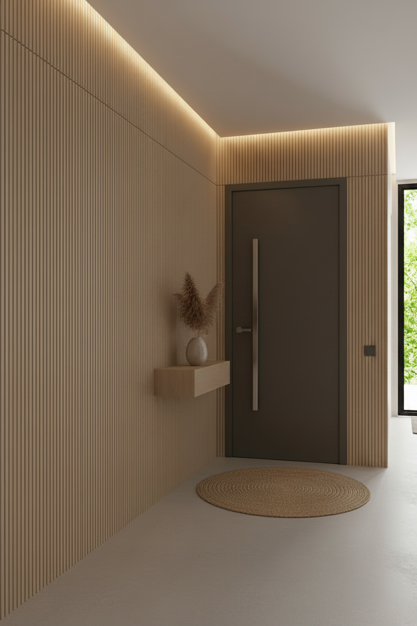 Panneaux cannelés en WPC, Beige, 0,5 x 9,5 pied x 24 mm (10 panneaux/boite) - Panore