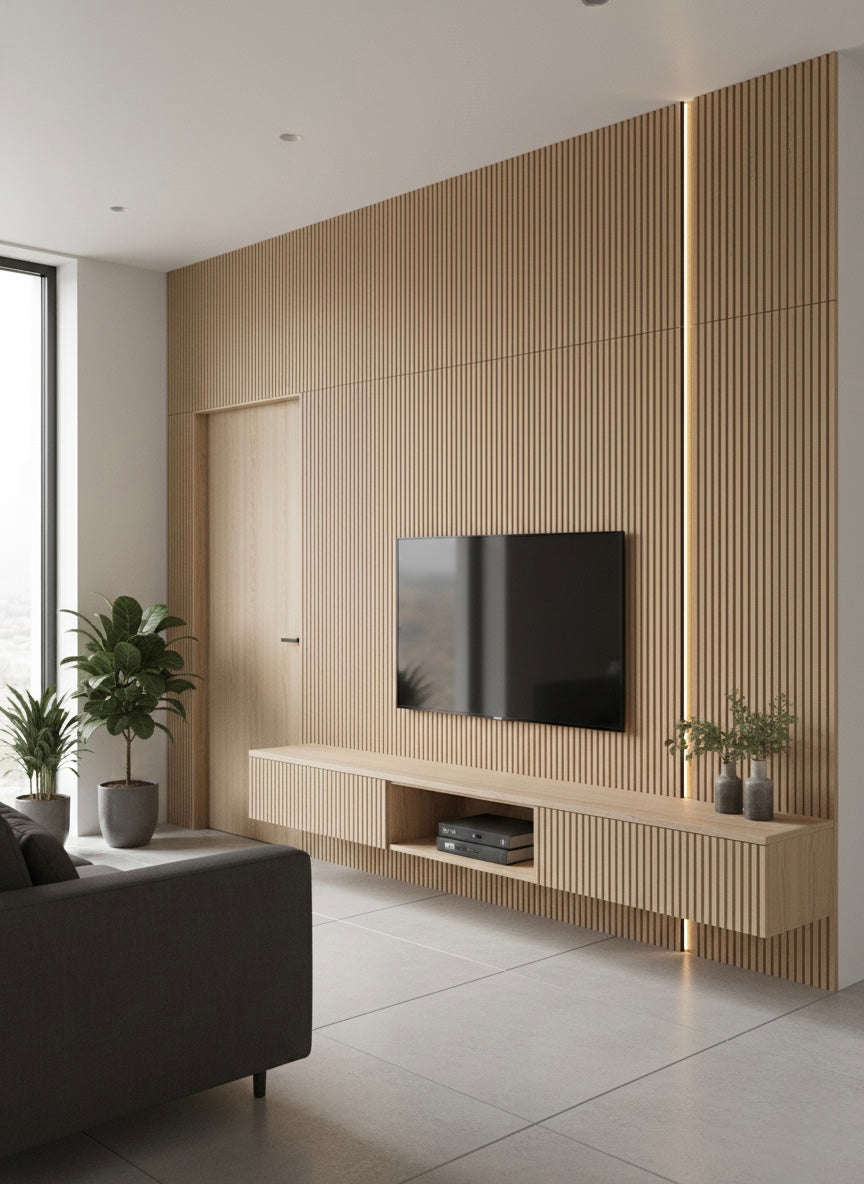 Panneaux cannelés en WPC, Beige, 0,5 x 9,5 pied x 24 mm (10 pièces/boites) - Panore