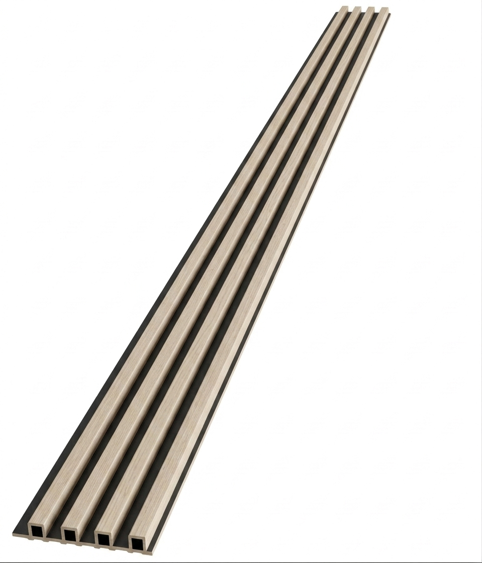 Panneaux cannelés en WPC, Brun clair et noir, 0,5 x 9,5 pied x 24 mm (10 panneaux/boite) - Panore