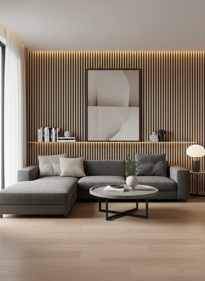 Panneaux cannelés en WPC, Brun clair et noir, 0,5 x 9,5 pied x 24 mm (10 pièces/boites) - Panore