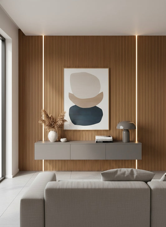 Panneaux cannelés en WPC, Marron, 0,5 x 9,5 pied x 24 mm (10 pièces/boites) - Panore