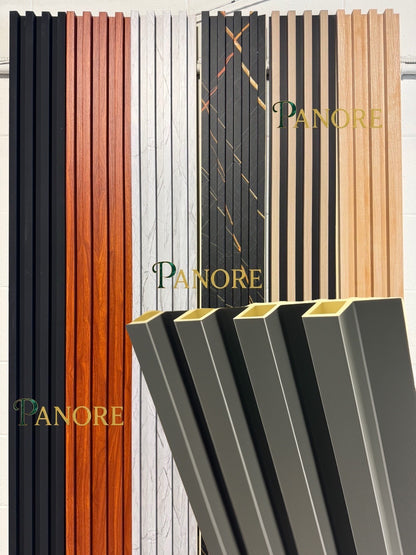 Panneaux cannelés en WPC, Noir, 0,5 x 9,5 pied x 24 mm (10 pièces/boites) - Panore